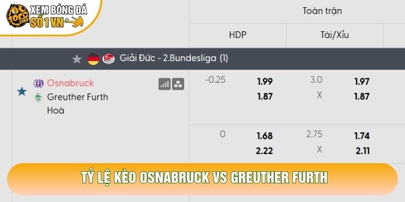 Tỷ lệ kèo Osnabrück vs Greuther Fürth
